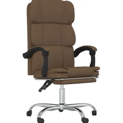 Meubles De Bureau-vidaXL Fauteuil inclinable de bureau Tissu Marron