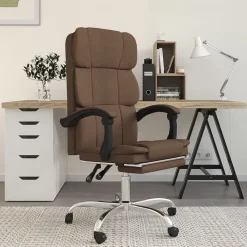 Meubles De Bureau-vidaXL Fauteuil inclinable de bureau Tissu Marron
