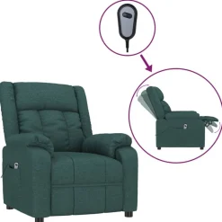 Fauteuils Et Chaises-vidaXL Fauteuil inclinable électrique Tissu Vert foncé