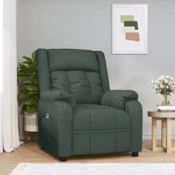 Fauteuils Et Chaises-vidaXL Fauteuil inclinable électrique Tissu Vert foncé