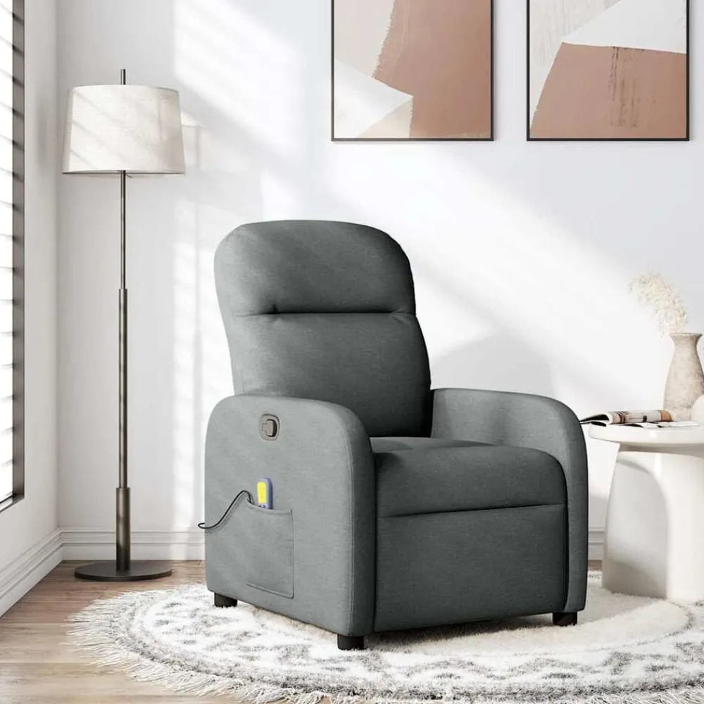vidaXL Fauteuil inclinable de massage en tissu