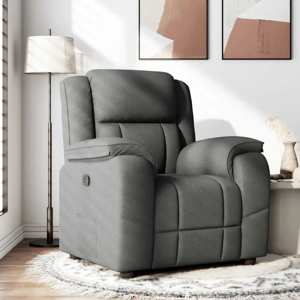 Fauteuils Et Chaises-vidaXL Fauteuil inclinable Tissu Gris foncé