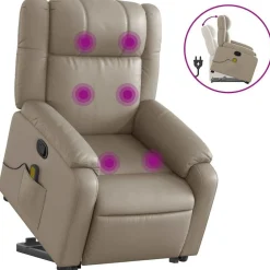 Fauteuils Et Chaises-vidaXL Fauteuil inclinable de massage Similicuir Cappuccino