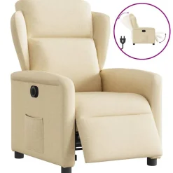 Fauteuils Et Chaises-vidaXL Fauteuil inclinable électrique Crème Tissu Crème