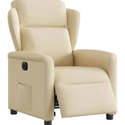 Fauteuils Et Chaises-vidaXL Fauteuil inclinable électrique Crème Tissu Crème