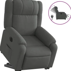 Fauteuils Et Chaises-vidaXL Fauteuil inclinable électrique tissu Gris foncé