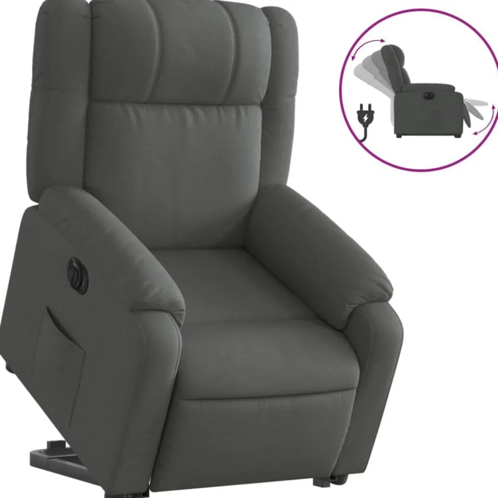 Fauteuils Et Chaises-vidaXL Fauteuil inclinable électrique tissu Gris foncé