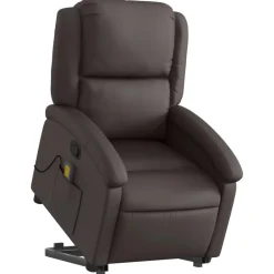 Fauteuils Et Chaises-vidaXL Fauteuil inclinable de massage cuir véritable Marron foncé