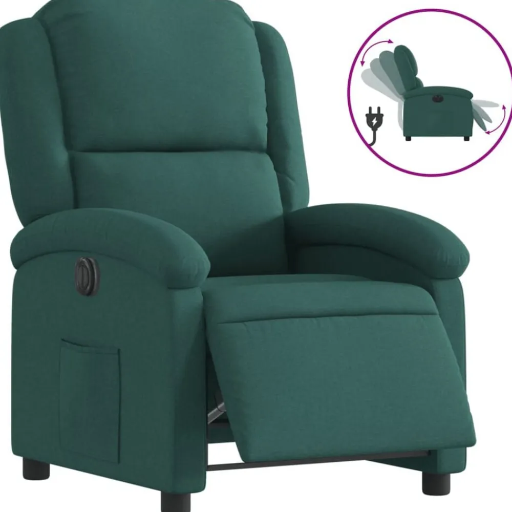 Fauteuils Et Chaises-vidaXL Fauteuil inclinable électrique Tissu Vert foncé