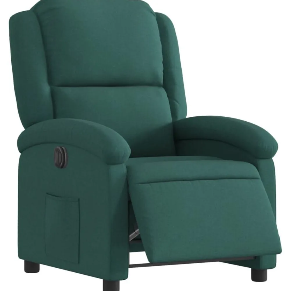 Fauteuils Et Chaises-vidaXL Fauteuil inclinable électrique Tissu Vert foncé