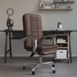 Meubles De Bureau-vidaXL Fauteuil inclinable de bureau Similicuir Marron