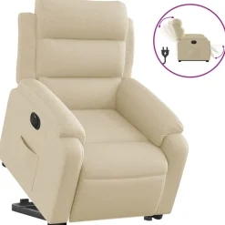 Fauteuils Et Chaises-vidaXL Fauteuil inclinable électrique crème tissu Crème