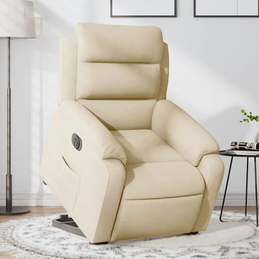 Fauteuils Et Chaises-vidaXL Fauteuil inclinable électrique crème tissu Crème