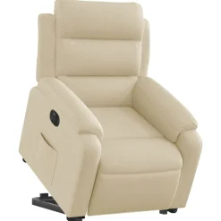 Fauteuils Et Chaises-vidaXL Fauteuil inclinable électrique crème tissu Crème