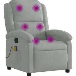 Fauteuils Et Chaises-vidaXL Fauteuil inclinable de massage velours Gris clair