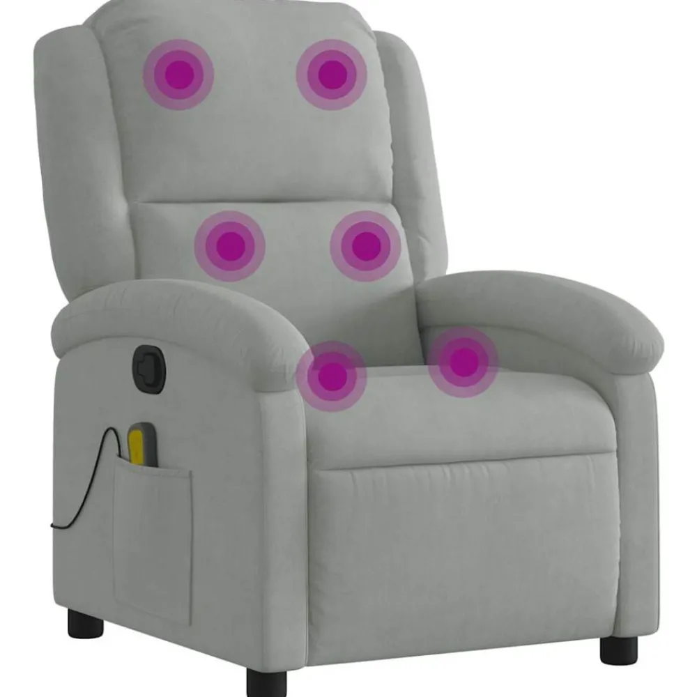 Fauteuils Et Chaises-vidaXL Fauteuil inclinable de massage velours Gris clair