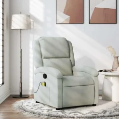 Fauteuils Et Chaises-vidaXL Fauteuil inclinable de massage velours Gris clair