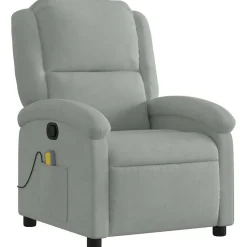 Fauteuils Et Chaises-vidaXL Fauteuil inclinable de massage velours Gris clair