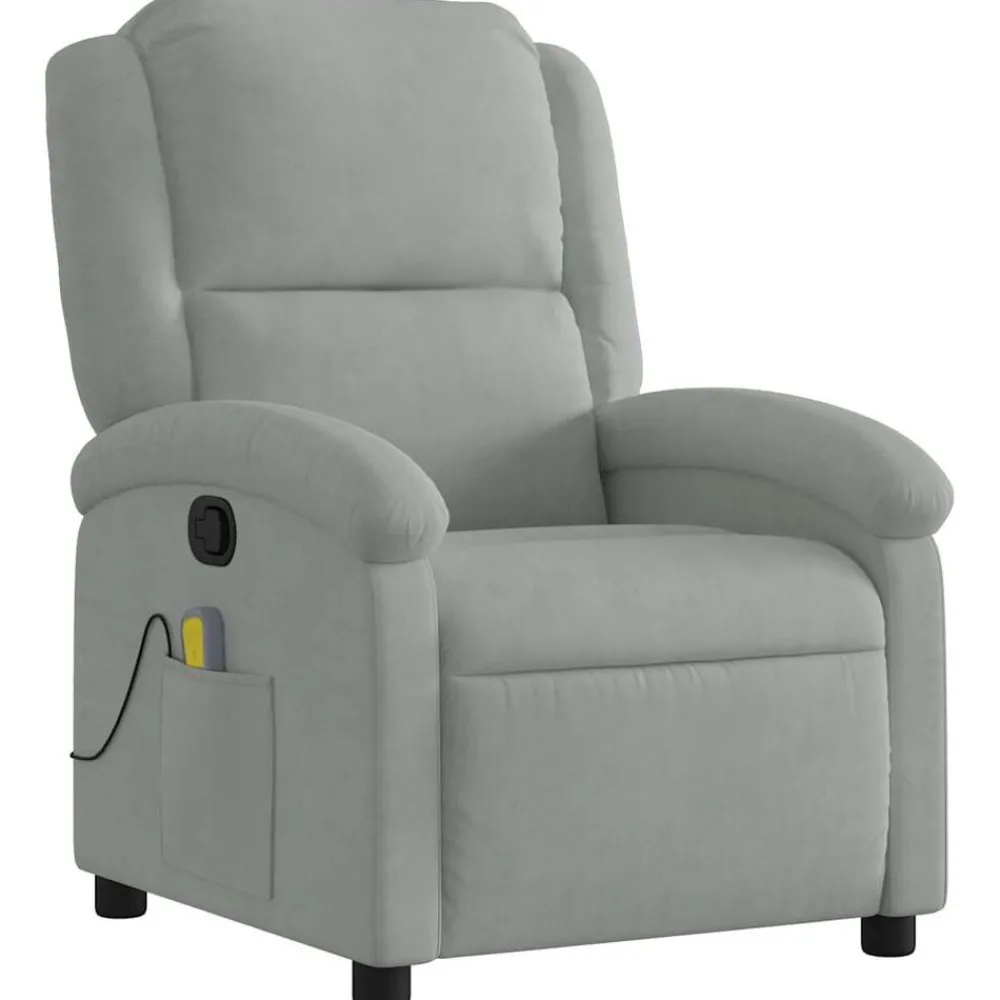 Fauteuils Et Chaises-vidaXL Fauteuil inclinable de massage velours Gris clair