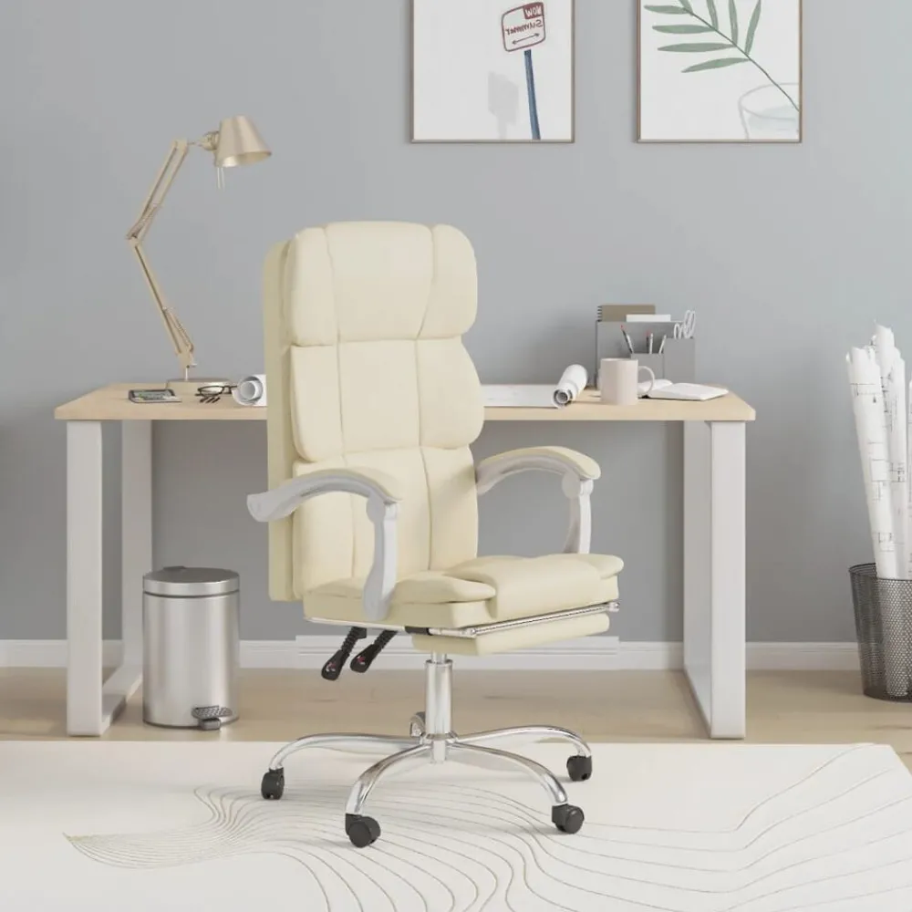 Meubles De Bureau-vidaXL Fauteuil inclinable de bureau Crème Similicuir Crème