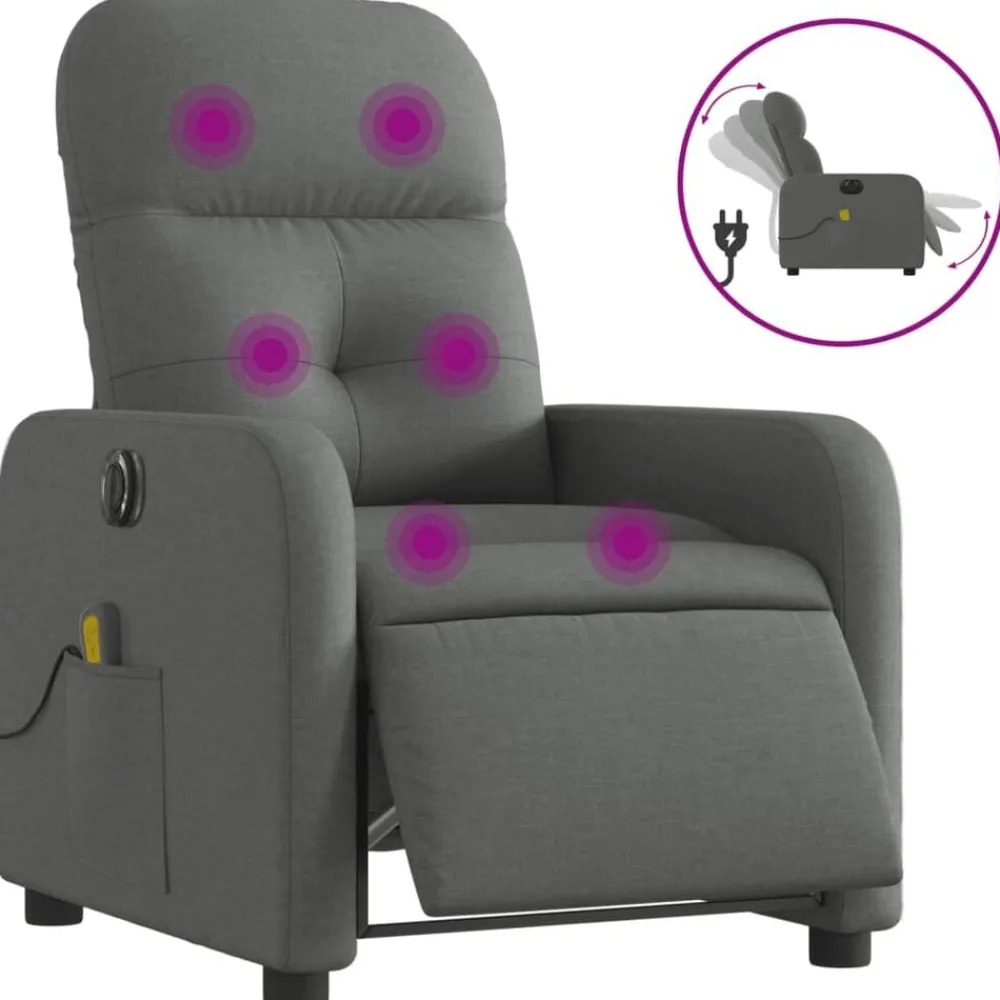 vidaXL Fauteuil inclinable de massage électrique tissu