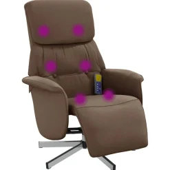 Fauteuils Et Chaises-vidaXL Fauteuil inclinable de massage avec repose-pieds tissu Marron