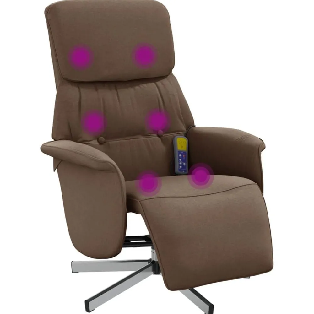 Fauteuils Et Chaises-vidaXL Fauteuil inclinable de massage avec repose-pieds tissu Marron