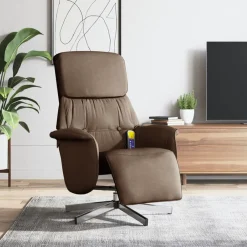 Fauteuils Et Chaises-vidaXL Fauteuil inclinable de massage avec repose-pieds tissu Marron