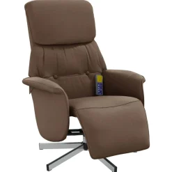 Fauteuils Et Chaises-vidaXL Fauteuil inclinable de massage avec repose-pieds tissu Marron