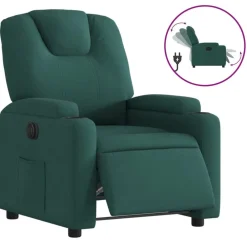 Fauteuils Et Chaises-vidaXL Fauteuil inclinable électrique Tissu Vert foncé