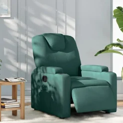 Fauteuils Et Chaises-vidaXL Fauteuil inclinable électrique Tissu Vert foncé