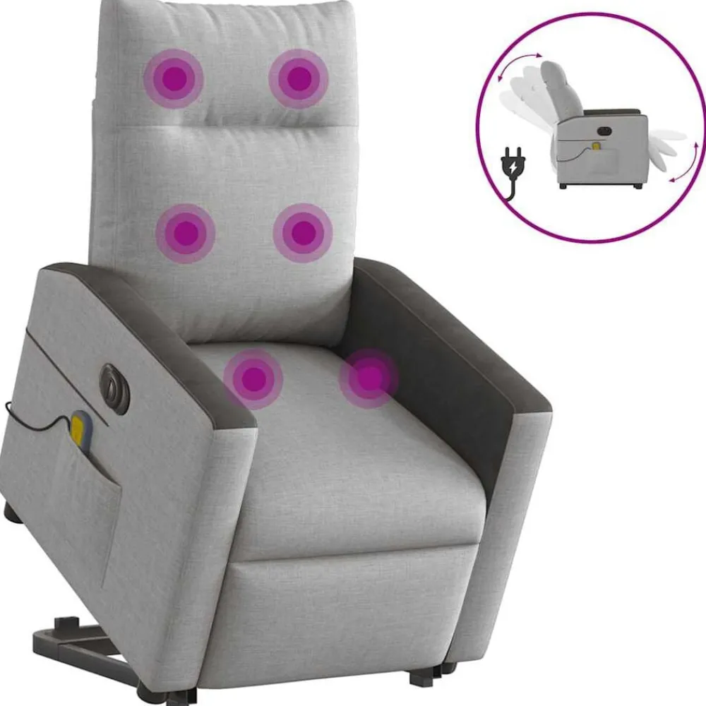 vidaXL Fauteuil inclinable de massage électrique tissu