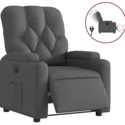 Fauteuils Et Chaises-vidaXL Fauteuil inclinable électrique Tissu Gris foncé