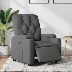 Fauteuils Et Chaises-vidaXL Fauteuil inclinable électrique Tissu Gris foncé