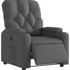 Fauteuils Et Chaises-vidaXL Fauteuil inclinable électrique Tissu Gris foncé