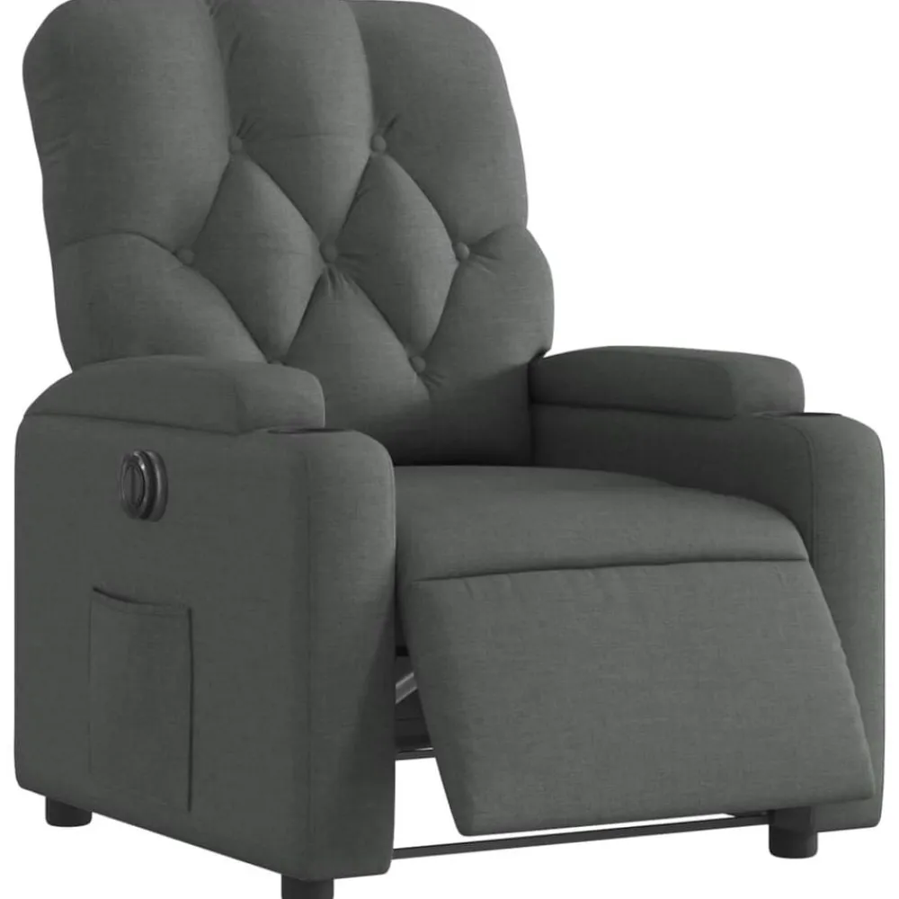 Fauteuils Et Chaises-vidaXL Fauteuil inclinable électrique Tissu Gris foncé