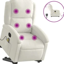 Fauteuils Et Chaises-vidaXL Fauteuil inclinable de massage électrique crème velours Crème