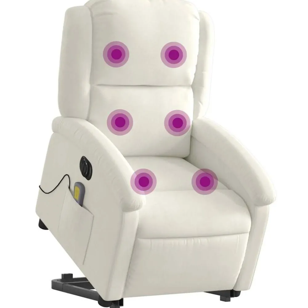 Fauteuils Et Chaises-vidaXL Fauteuil inclinable de massage électrique crème velours Crème