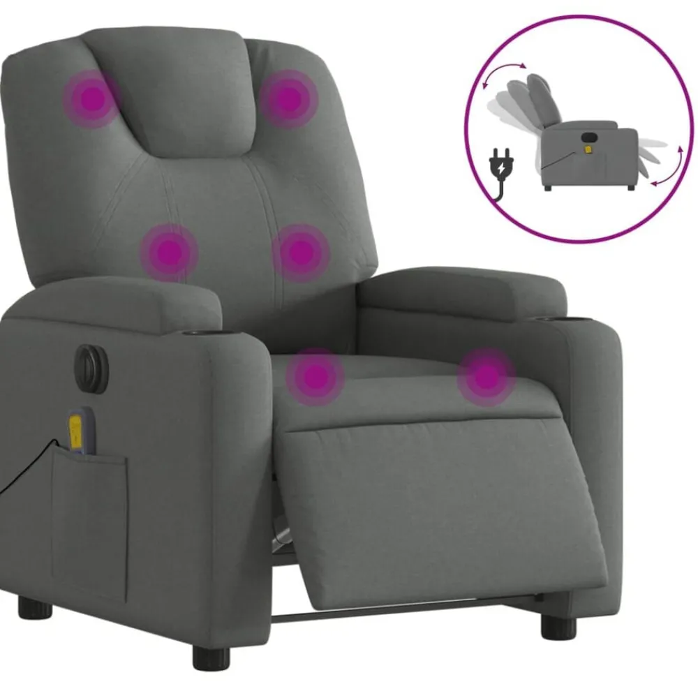 vidaXL Fauteuil inclinable de massage électrique tissu