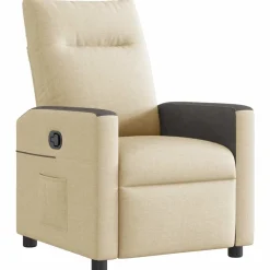 Fauteuils Et Chaises-vidaXL Fauteuil inclinable Crème Tissu Crème