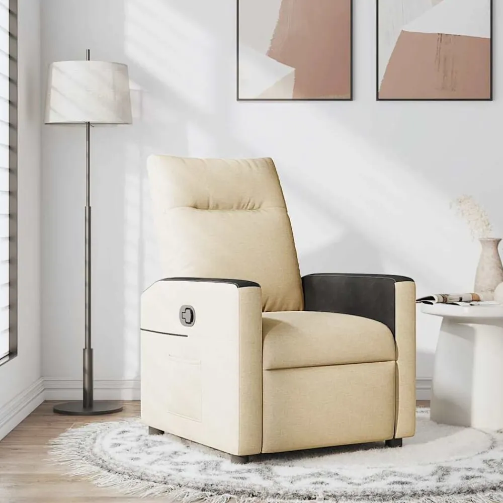 Fauteuils Et Chaises-vidaXL Fauteuil inclinable Crème Tissu Crème