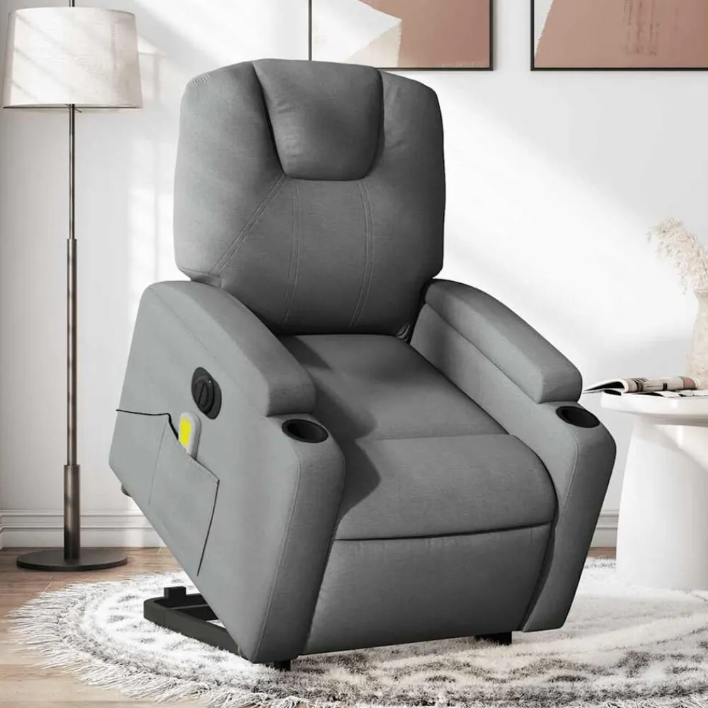 Fauteuils Et Chaises-vidaXL Fauteuil inclinable de massage électrique Tissu Gris foncé