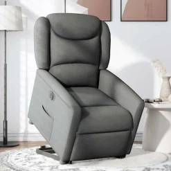 Fauteuils Et Chaises-vidaXL Fauteuil inclinable électrique tissu Gris foncé