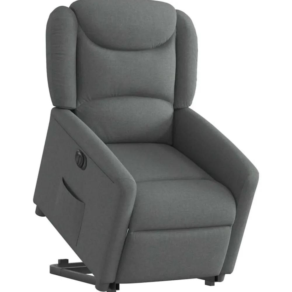 Fauteuils Et Chaises-vidaXL Fauteuil inclinable électrique tissu Gris foncé
