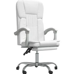 Meubles De Bureau-vidaXL Fauteuil inclinable de bureau Similicuir Blanc