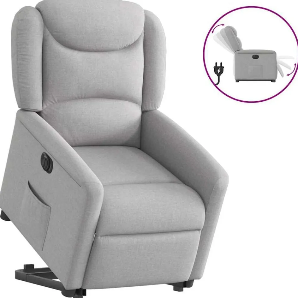 Fauteuils Et Chaises-vidaXL Fauteuil inclinable électrique tissu Gris nuage
