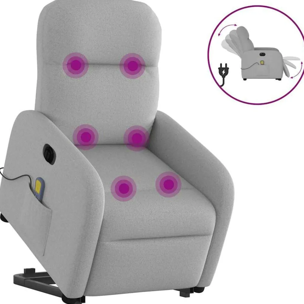 vidaXL Fauteuil inclinable de massage électrique tissu