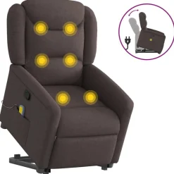 Fauteuils Et Chaises-vidaXL Fauteuil inclinable de massage Tissu Marron foncé