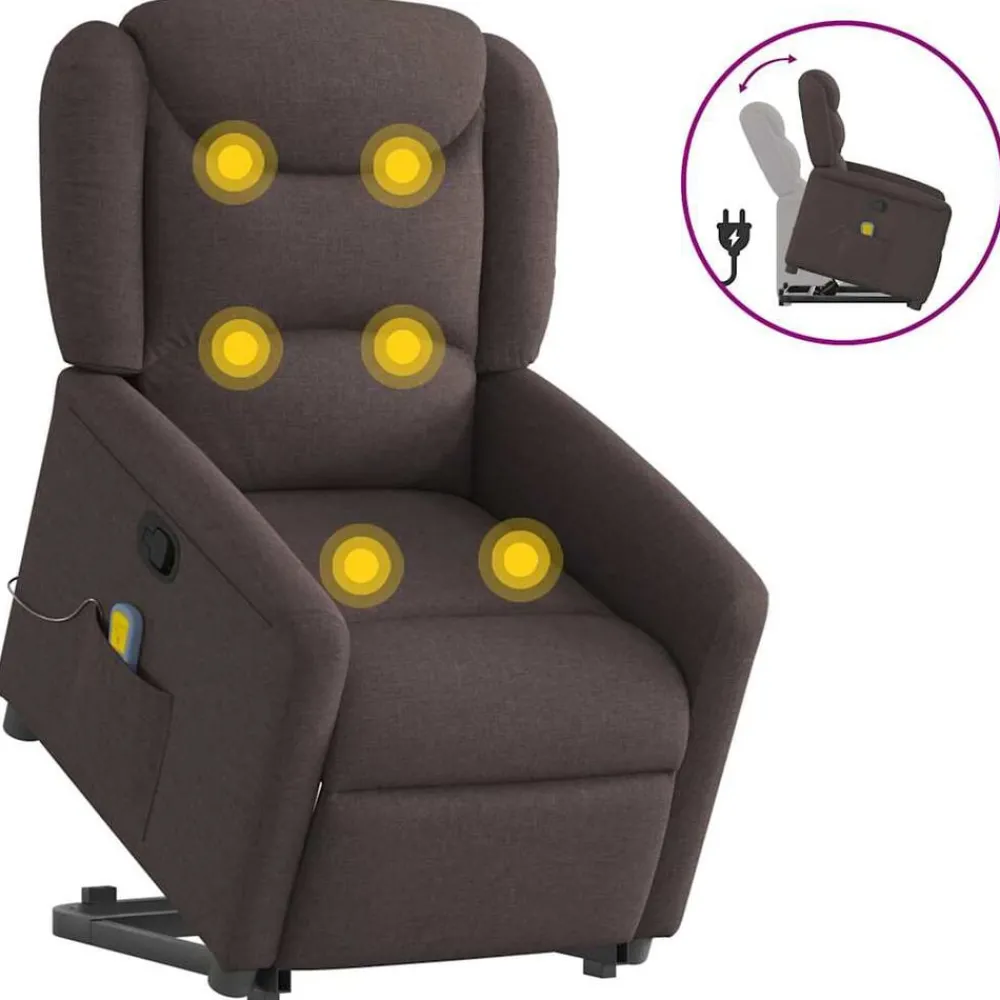 Fauteuils Et Chaises-vidaXL Fauteuil inclinable de massage Tissu Marron foncé