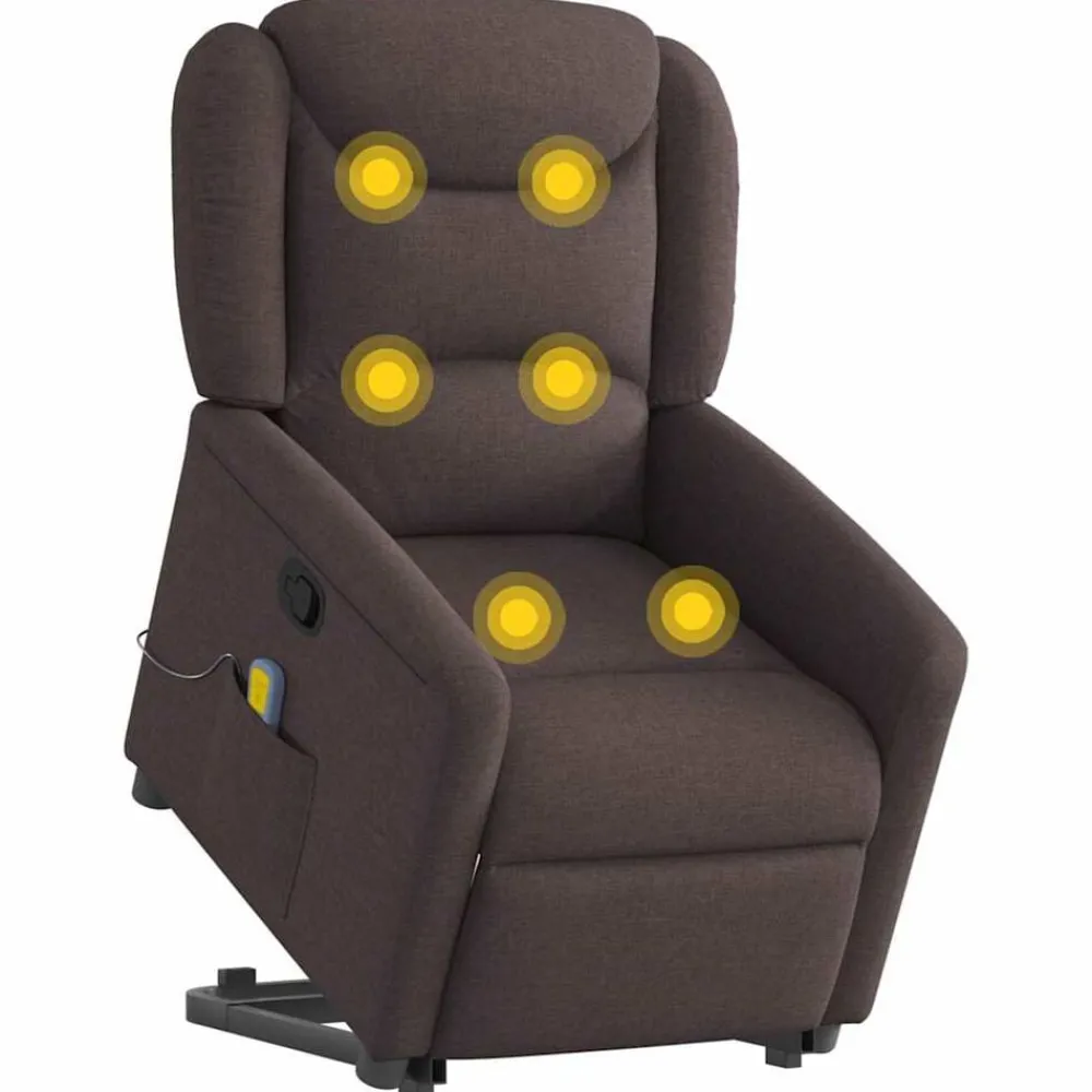 Fauteuils Et Chaises-vidaXL Fauteuil inclinable de massage Tissu Marron foncé